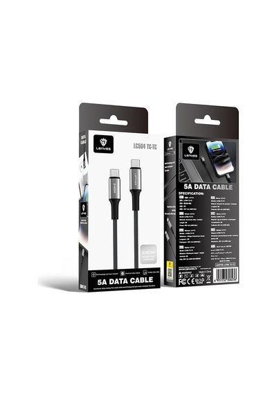 Lenyes Lc564 Type-c To Type-c Pd Örgülü Hızlı Şarj Özellikli Data Ve Şarj Kablosu 240w 2m Siyah