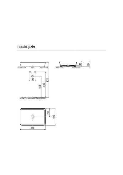 Creavit Loop 40x60cm Tezgah Üstü Çanak Lavabo LP060