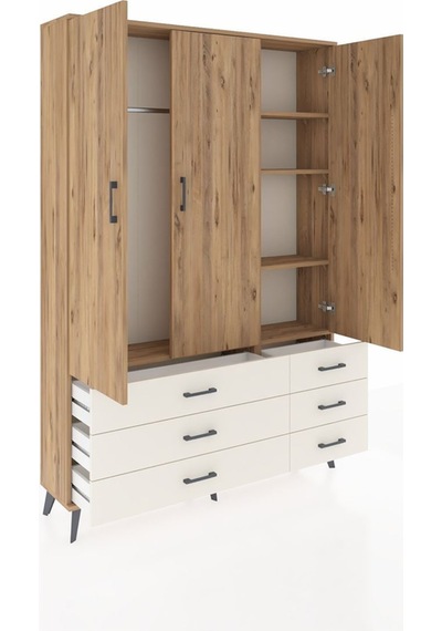 Arges Dolap 5 Raflı 6 Çekmeceli Tek Askılı 132x30x195 Çam-çam/aytaşı Atlas Çam/aytası Arges Dolap 5 Raflı 6 Çekmeceli Tek Askılı 132x30x195 Çam-çam/aytaşı Atlas Çam/aytası