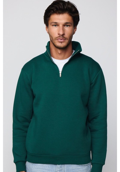 Tudors Pamuklu Dik Yaka Fermuarlı Haki Unisex Sweatshirt-29037-haki Haki Tudors Pamuklu Dik Yaka Fermuarlı Haki Unisex Sweatshirt-29037-haki Haki