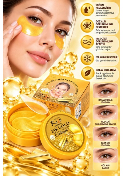 3b Trend Rose 24k Gold 60'lı Göz Altı Maskesi Aydınlık, Nemli Ve Pürüzsüz Göz Çevresi Görünümü