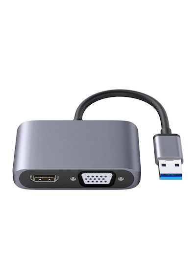 Microcase Usb 3.0 - Hdmı Vga Adaptörü, Usb'den Vga'ya Hdmı Dönüştürücü Monitör Ekranı Video Adaptörü Dönüştürücü İle Uyumlu - Al5862 Siyah