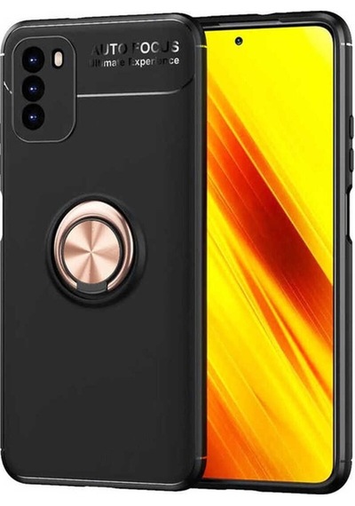 Xiaomi Poco M3 Kılıf Zore Ravel Silikon Kapak Siyah-Rose Gold