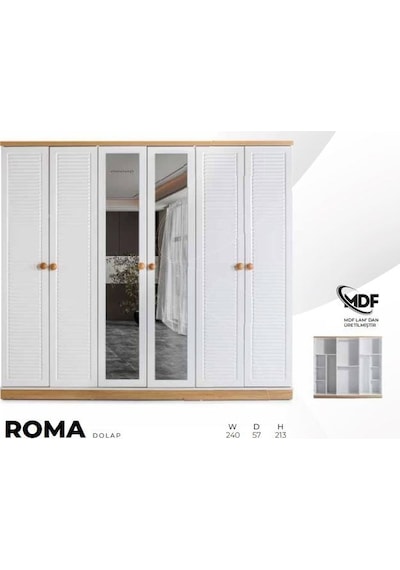 Roma Mdf 6 Kapılı Dolap