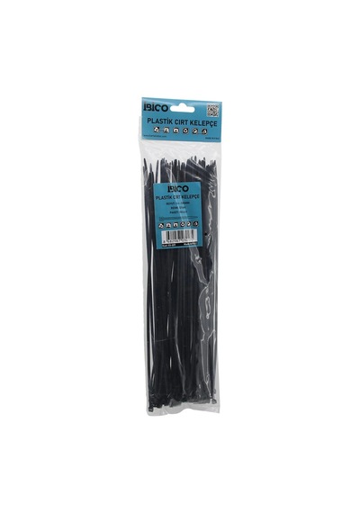 Siyah 3.6x300mm Plastik Cırt Kelepçe 100pcs Bx40