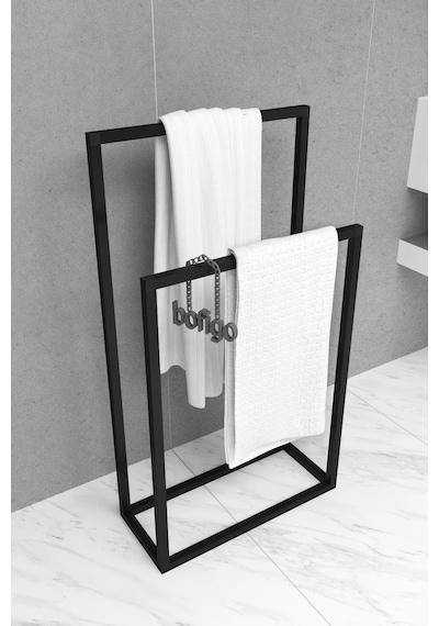 Bofigo Metal Havluluk Banyo Düzenleyici Dekoratif Havluluk Siyah