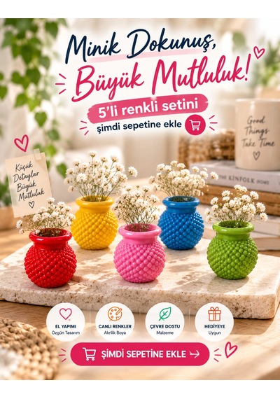 Nesli Evim 5 Adet Minik Su Umluk Vazolar Obje 0