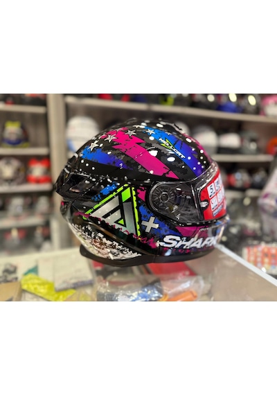 Renkli Cam + Shark Skwal İ3 Hellcat Kask Siyah Mavi