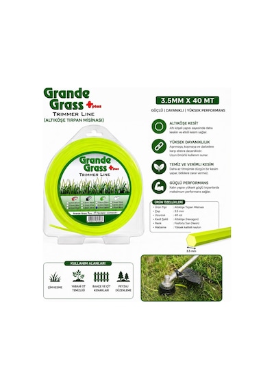 Grande Grass Tırpan Misinası Altıköşe 3.5 Mm X 40 Mt Çok Renkli