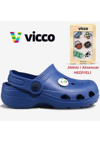 Vicco Didim Jıbbıtz Aksesuar Hediyeli Ortopedik Unisex Çocuk Terlik Lacivert