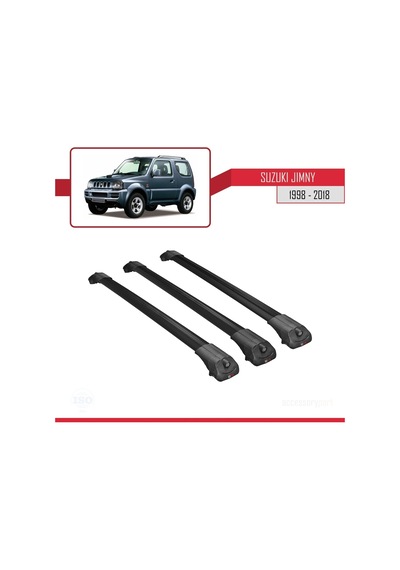 Suzuki Jimny 1998-2018 Arası İle Uyumlu Ace-1 Ara Atkı Tavan Barı Siyah 3 Adet Bar