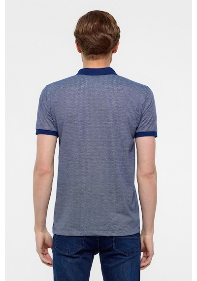Süvari Lacivert Slim Fit Baskılı Polo Yaka Tişört