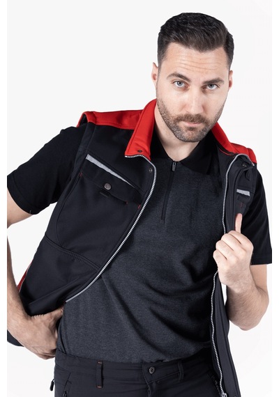 Softshell Yelek Siyah - Kırmızı