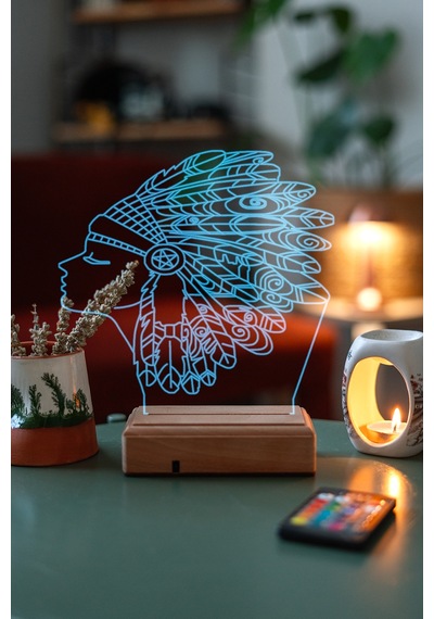 Özel Tasarım Kızılderili 3D Led Lamba