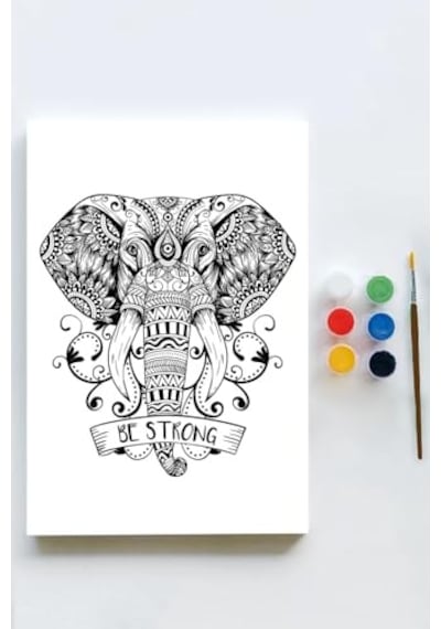 Pster21620 Fil Mandala Tuval Kanvas Tablo Boyama Hobi Seti 50x70cm