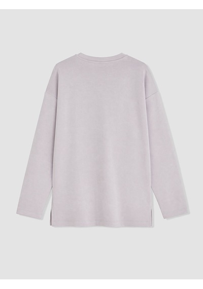Lcw Everyday Lila Nakışlı Oversize Soft Touch Kadın Tunik
