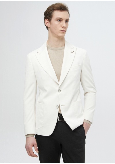 Ramsey Ekru Fitilli Shirt Shoulder Slim Fit %100 Pamuk Ceket