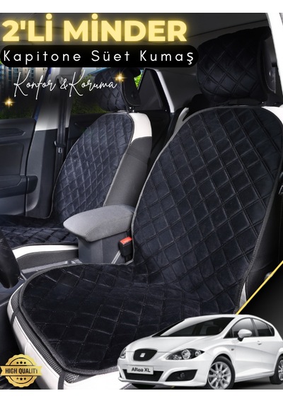 Seat Altea Uyumlu 2'li Süet Oto Koltuk Minderi Terletmez Universal Su Geçirmez A2 Siyah