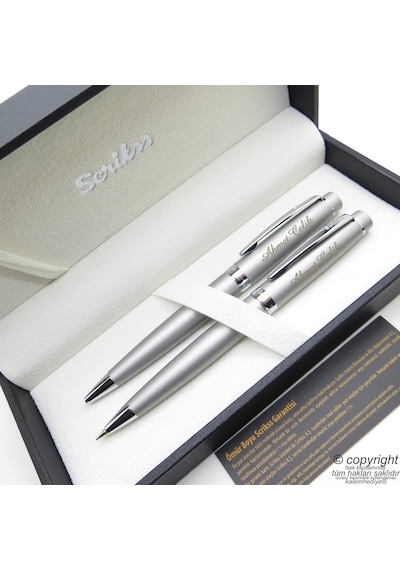 Scrikss 38 Mat Krom Tükenmez Kalem + Versatil Kalem Set Scrikss