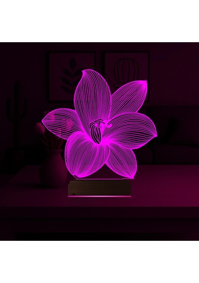 Luvivia Orkide Çiçek 3d Lamba - Masa Gece Lambası V2 Şeffaf