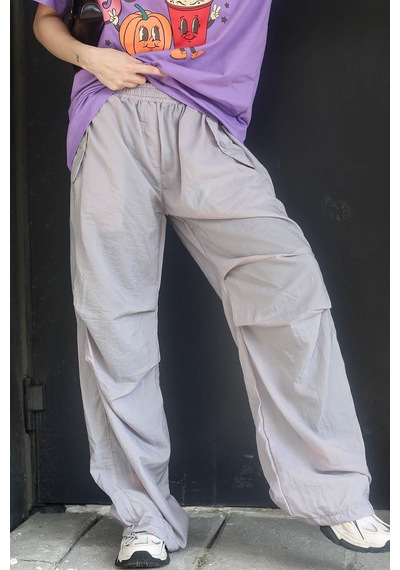 Madmext Boyalı Gri Paraşüt Jogger Kadın Pantolon Mg1726-boyalı Gri