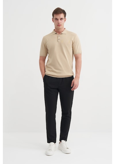Cazador Polo Yaka Regular Fit Düğmeli Triko Tişört Bej