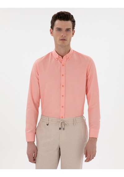 Pierre Cardin Erkek Mercan Gömlek Desenli 50304764-vr186 Mercan