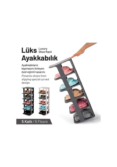3 Adet Vesken 5 Katlı Ayakkabılık - Çok Amaçlı Raf - Tasarım Ayakkabılık 001