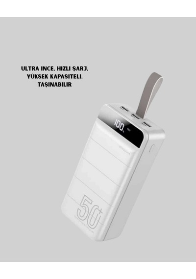 50000mah Yüksek Kapasiteli Powerbank Hızlı Şarj Ve Led Ekranlı Sarı