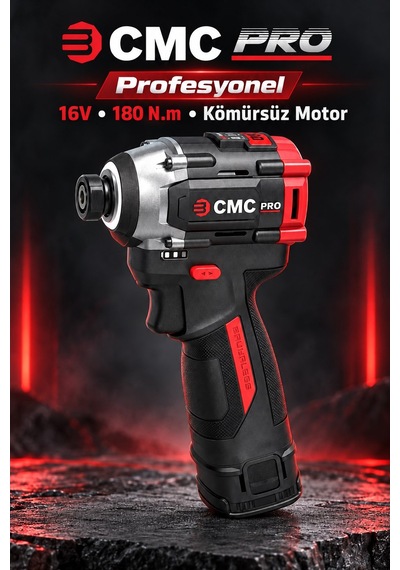 Cmc Profesyonel 16v Kömürsüz Akülü Darbeli Vidalama 180 Nm, Çift 2 Ah Akü, 4 Kademeli