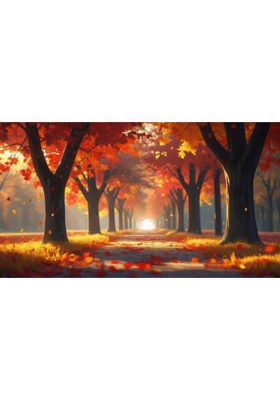 Doğa Ve Manzara Yatay Sonbahar Ağaçlar Güneş Işığı 04 Çerçevesiz 90x60cm Pvc Tablo