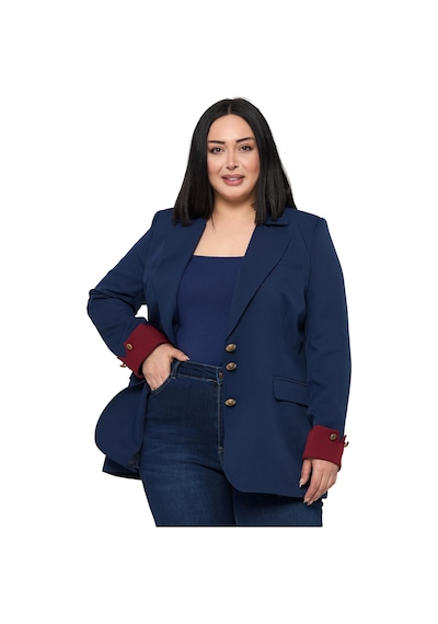 Disentis Büyük Beden Manşeti Kumaş Garnili Düğme Detaylı Astarlı Lacivert Bordo Blazer Ceket Lacivert Bordo Disentis Büyük Beden Manşeti Kumaş Garnili Düğme Detaylı Astarlı Lacivert Bordo Blazer Ceket Lacivert Bordo