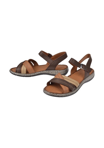 Castle Black Hakiki Deri Comfort Kadın Sandalet Cb-22382 Kahve Multi