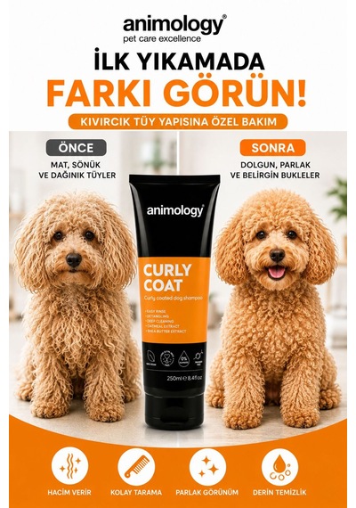 Animology Curly Coat Hacim Verici & Kabartıcı Kıvırcık Tüylü Köpek Şampuanı 250 Ml