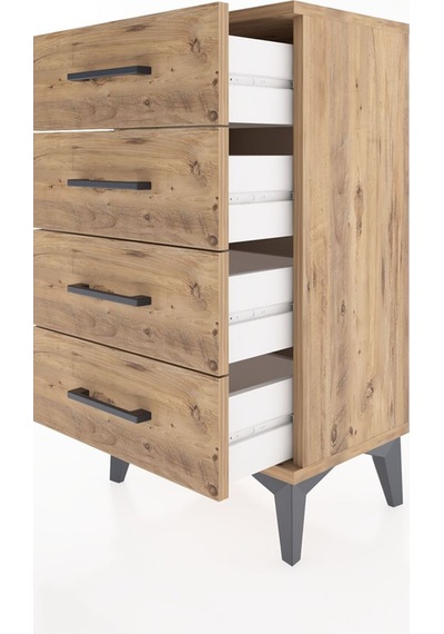 Arges Komodin 4 Çekmeceli 44x30x80 Çam-çam Çam