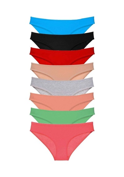 Hubrendy Tedarik 8 Adet Süper Eko Set Likralı Kadın Slip Külot Set 4 Çok Renkli