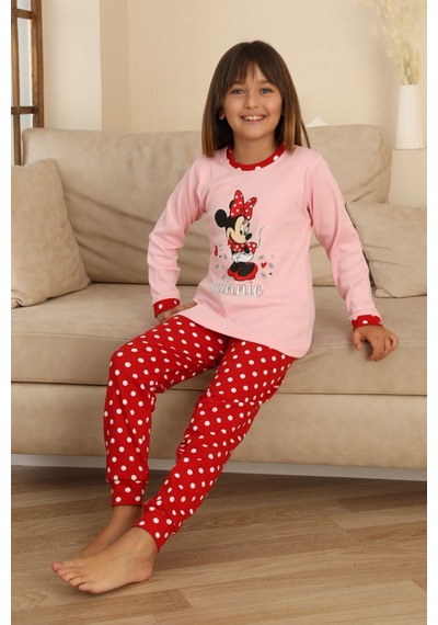 Miniğimin Cicileri Mnn Puantiye Baskılı Kız Çocuk Pijama Takı... Pembe