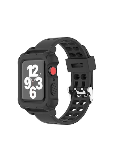 Wozlo Apple Uyumlu  Watch 1, 2, 3, 4, 5, 6, 7, 8, Se Kasa Koruma 42/44/45mm Spor Kordon Kayış - Siyah