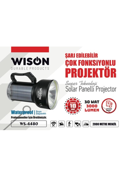 Wison Ws-4480 Suya Dayanıklı Profesyoneller İçin Üretilmiş Fener Siyah