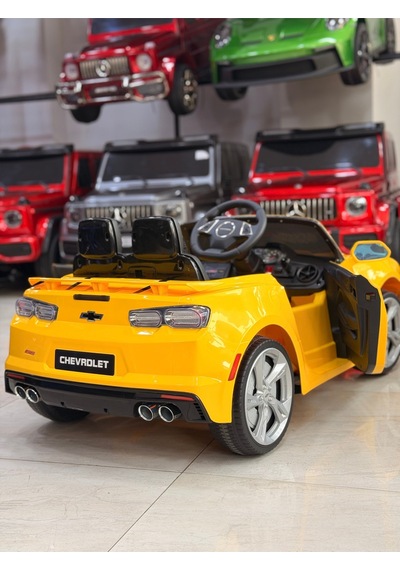 Camaro Akülü Araba İsme Özel Plaka Hediyeli Sarı 12 Volt Uzaktan Kumandalı Sarı