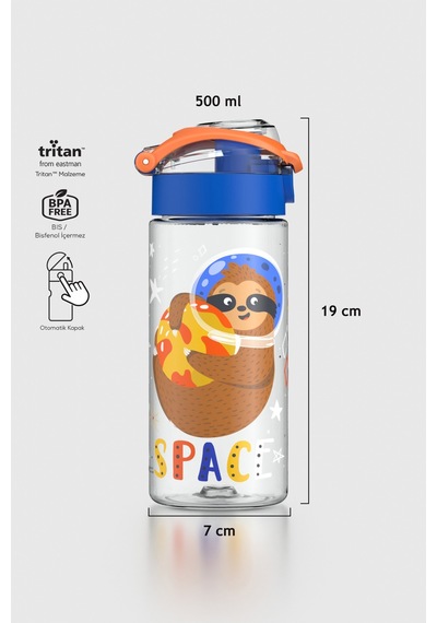 Renga Saga Space Desenli 500 Ml Tritan Çocuk Matara 912014 Mavi-turuncu Mavi - Turuncu