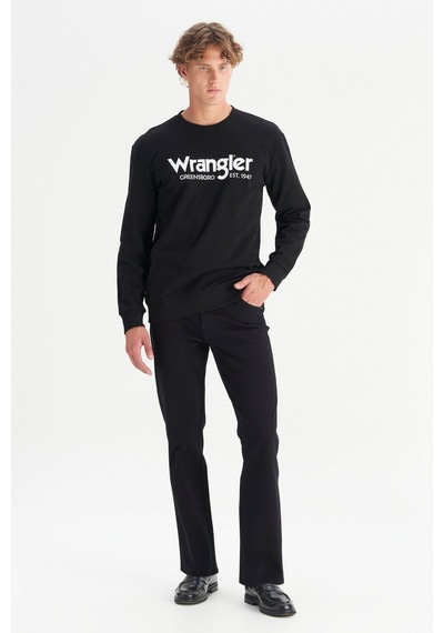 Wrangler Regular Fit Normal Kesim %100 Pamuk Sıfır Yaka Sweatshirt Siyah