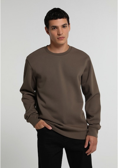 Colin's Colins Regular Fit Yuvarlak Yaka Düz Erkek Kahverengi Sweatshirt Cl1082264 Q1.v2 Tpe Gri