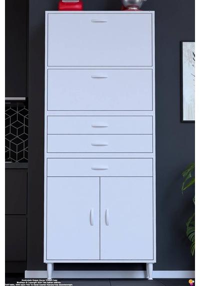 Lorin 80 Cm 4 Kapaklı Raflı Çok Amaçlı Mutfak Kiler Ve Depolama Dolabı Beyaz Boy Dolabı-80x194x32 Cm Lorin 80 Cm 4 Kapaklı Raflı Çok Amaçlı Mutfak Kiler Ve Depolama Dolabı Beyaz Boy Dolabı-80x194x32 Cm