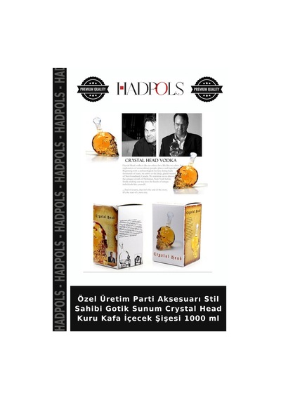 Özel Üretim Parti Aksesuarı Stil Sahibi Gotik Sunum Crystal Head Kuru Kafa İçecek Şişesi 1000 Ml