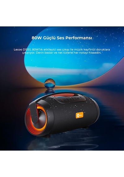Lecoo, Ds151 80w Güçlü Ses Kablosuz Bluetooth 5.0 Rgb Boombox Hoparlör