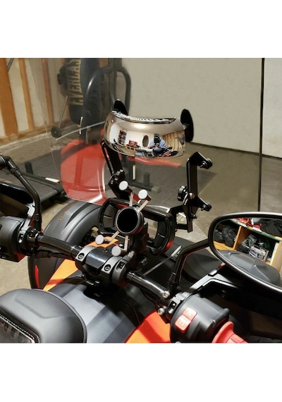 Carub Ayna Motosiklet Ön Cam Üstü 180 Derece Panoramik Görüş Geniş Ayarlanabilir Salınım Açı Kör Nokta Aynası Tekli Br0221270