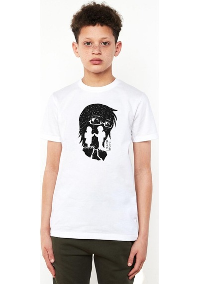 Tshirthane Erased Anime Black White Silhoette Beyaz Çocuk Bisikletyaka Tshirt 001