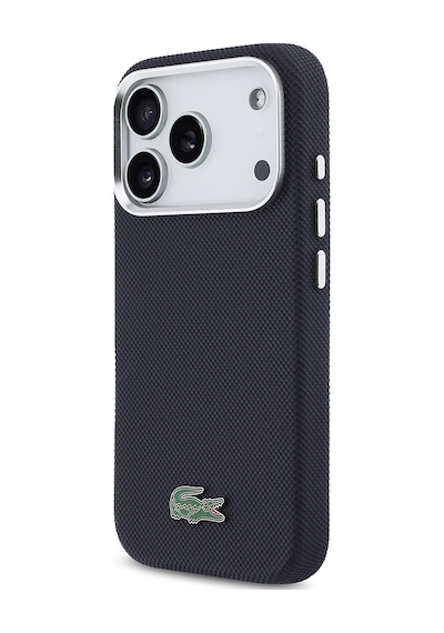 Apple iPhone 17 Pro Kılıf Lacoste Lisanslı M-safe Uyumlu Pvc Pike Desenli İkonik Timsah Logolu Lacivert