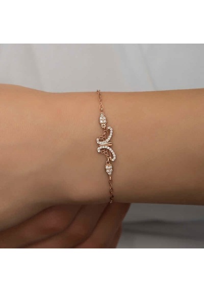 Gümüş Rose Kelebek Kadın Bileklik Çok Renkli 03824998